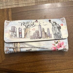 New York Themed Wallet with Cityscape Design